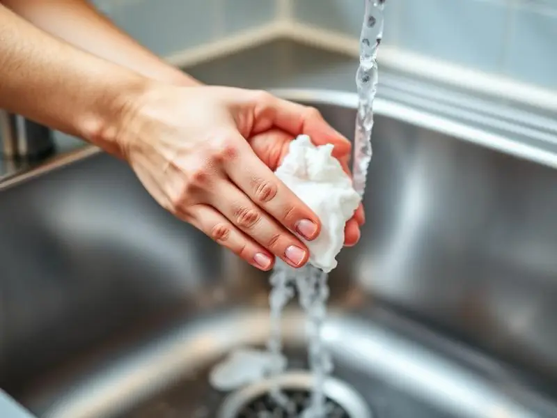 Washing hands at a kitchen sink