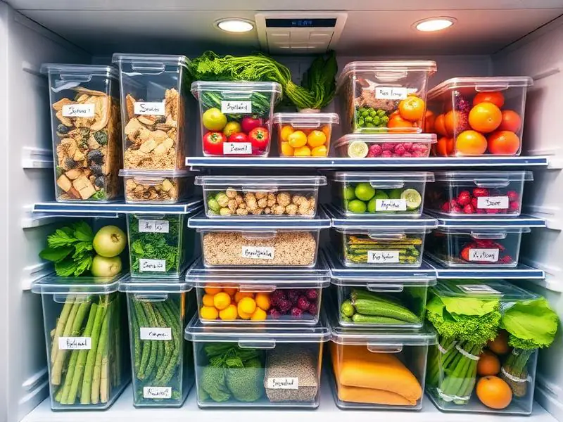 Organised, labelled refrigerated food storage
